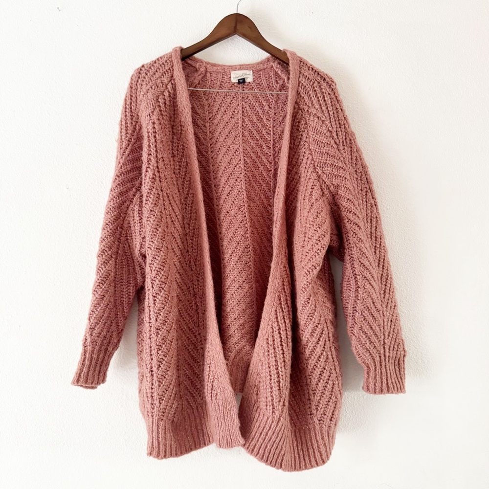 Cozy Boho Chunky Cable Knit Cardigan Rose Pink Open Front XXL Universal Thread - Picture 2 of 11